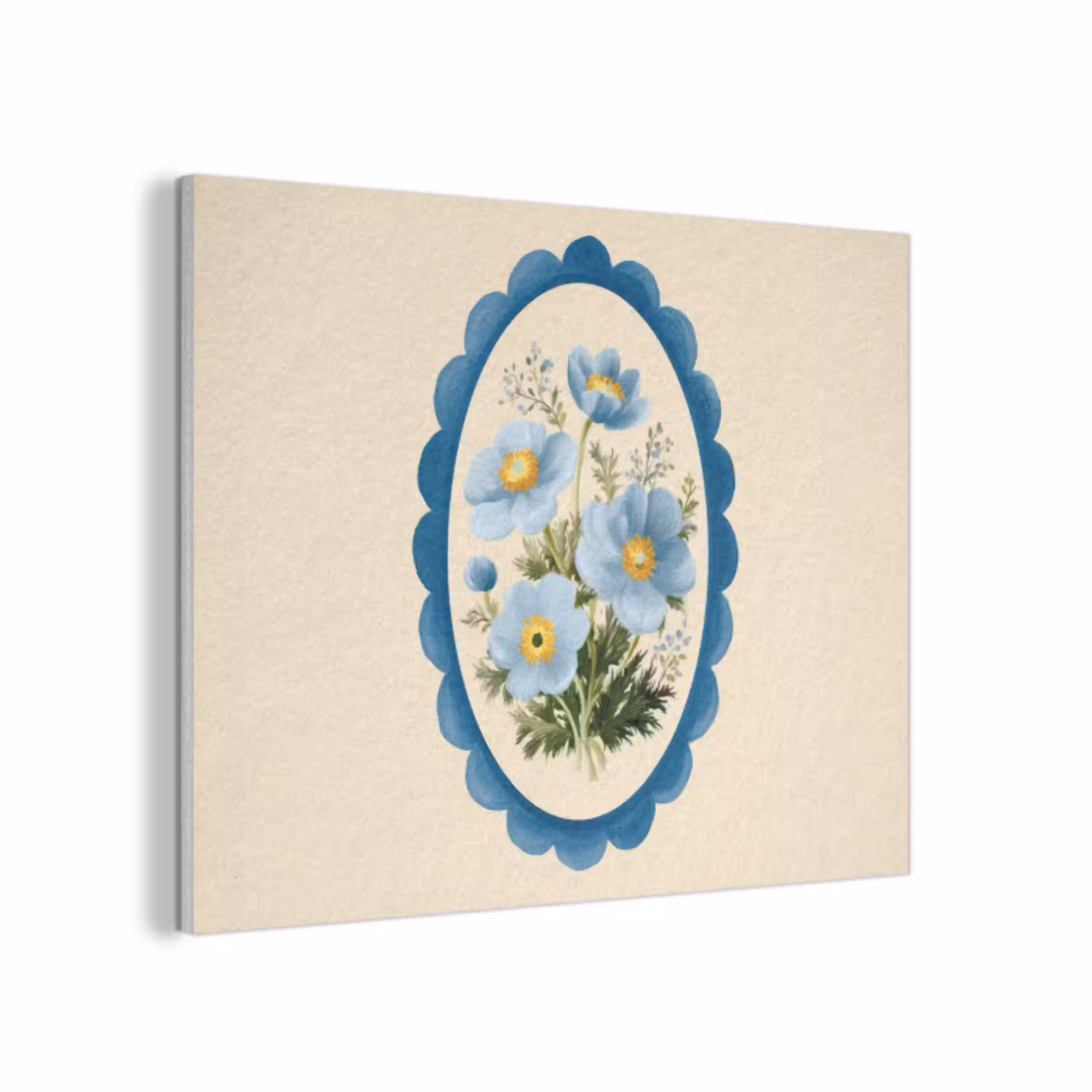 Lijst - Bloemen - Lichtblauw - Illustratie PET vilt klein -3d