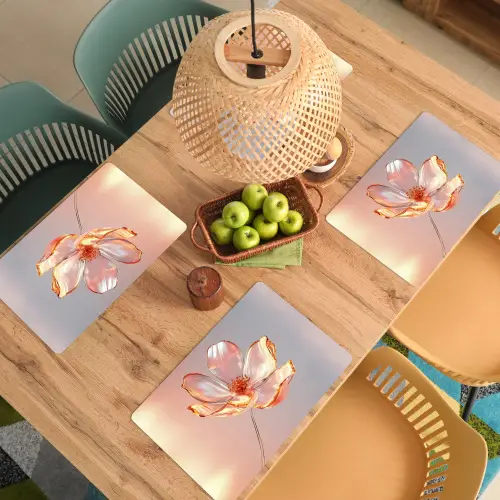 Glazen - Bloem - Roze Placemat vinyl groot -zzsfeer5_Kitchenyeah-website