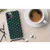 Plusjes patroon - Groen - Wit - Print Hoesje iPhone 12 Pro met koord klein -oordop