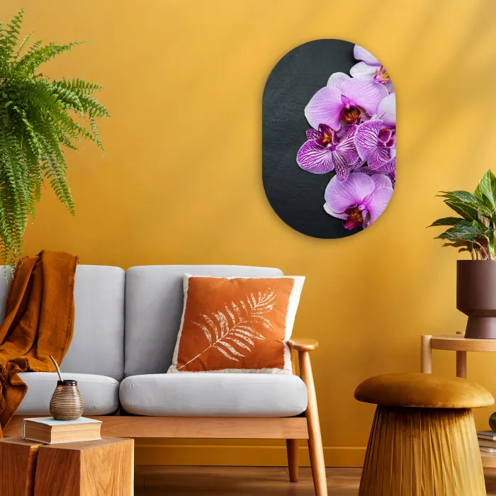 Orchidee - Bloemen - Roze - Flora Wandcirkel Ovaal Forex klein -sfeer4
