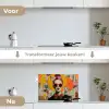 Vrouw - Bril - Strik - Retro keuken achterwand spatscherm klein -voor_na_NL