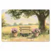 Houten bankje - Bloempotten - Landschap Placemat vinyl groot -zzsfeer1_Kitchenyeah-website