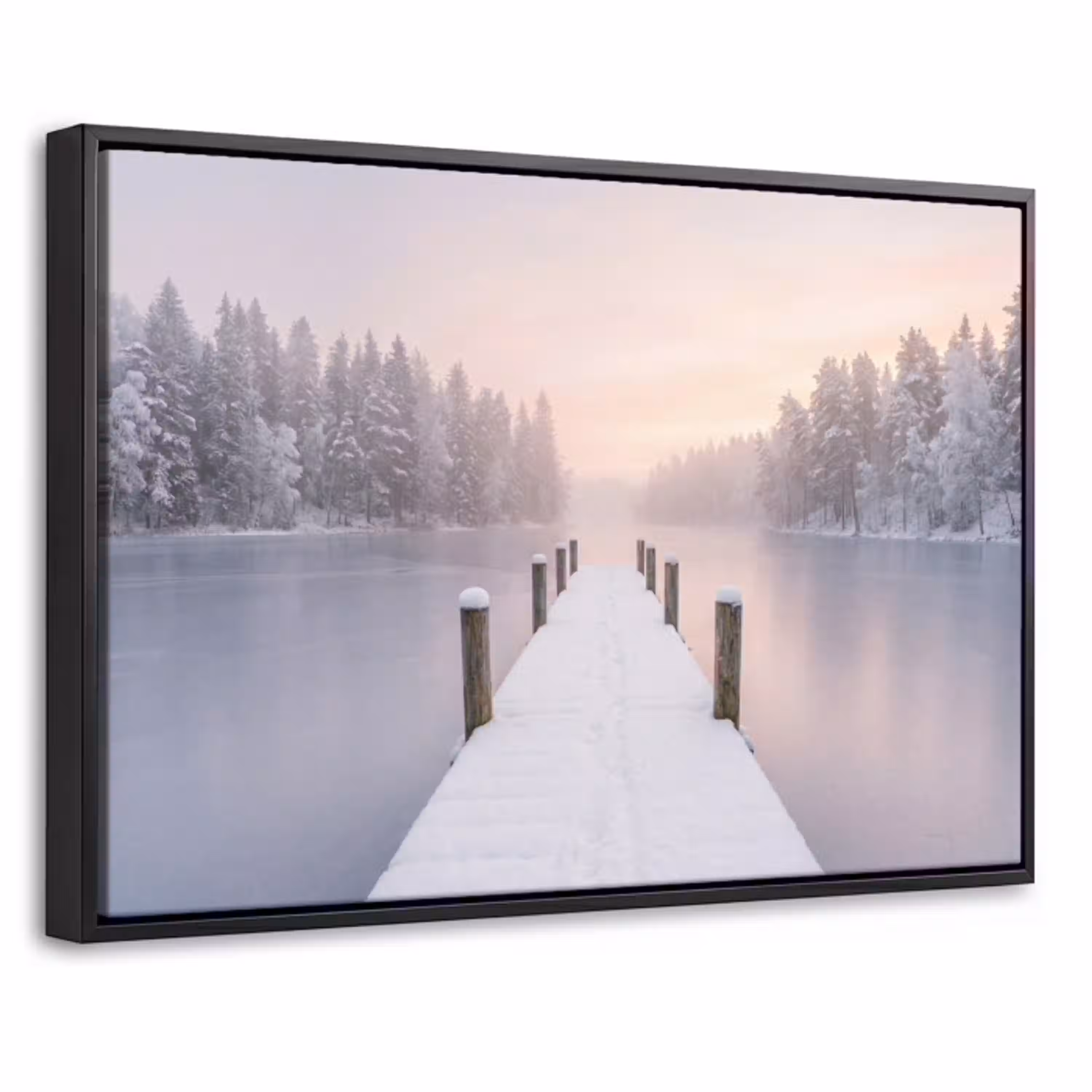 Steiger - Meer - Mist - Winter - Serene Canvas met baklijst klein -threedimensional_3d_global