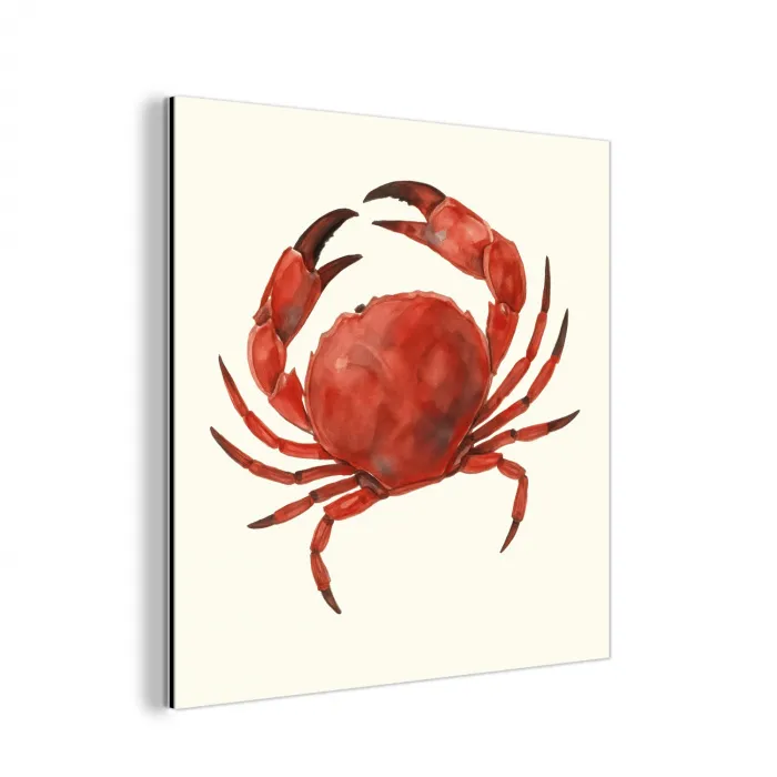 Krab - Felrood - Poten aluminium wit klein -3d