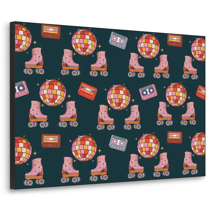 Rolschaatsen - Patroon - Disco Textielframe zwart klein 947 -3d