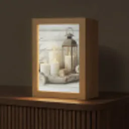 Stilleven - Wit - Kaarsen - Rustiek - Natuur Light Box met kabel (Tafellamp) klein -z3d_website