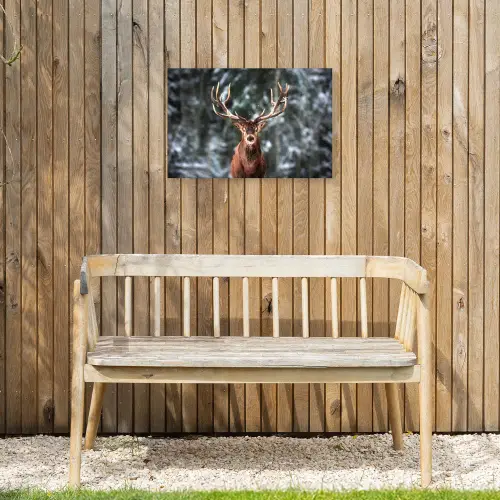 Hert - Winter - Sneeuw - Bos - Natuur - Dier Tuinposter op houten frame 2 cm dik klein -sfeer4