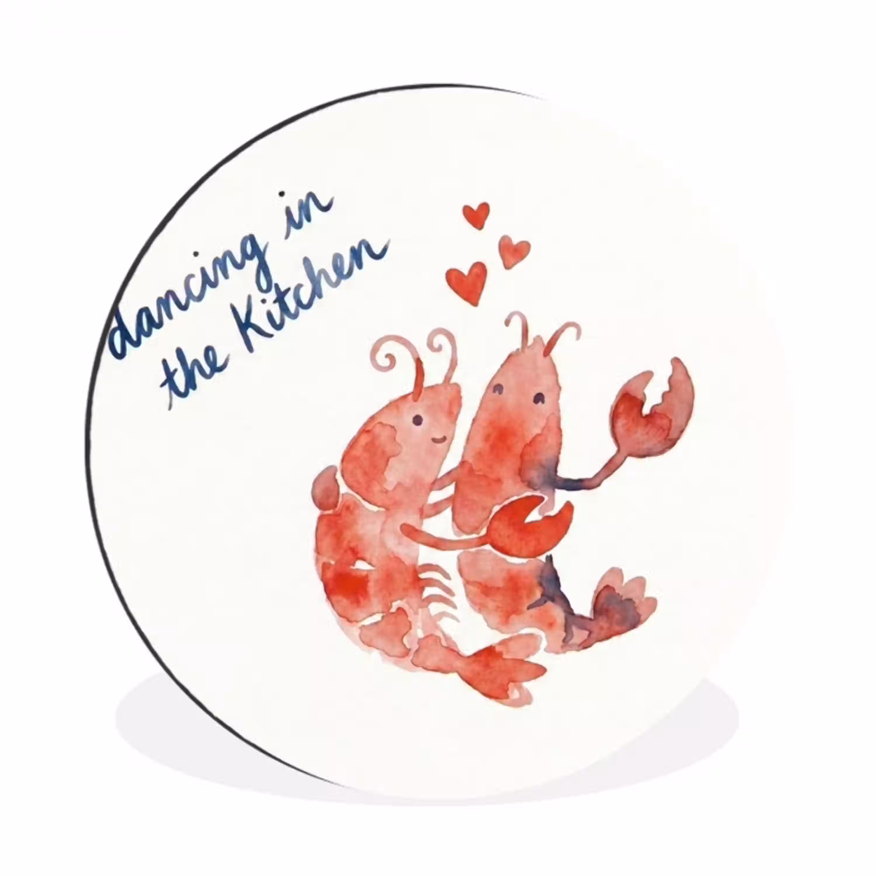 Dier - Dans - Liefde - Waterverf - Rood Wandcirkel aluminium klein -3d