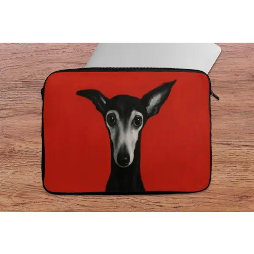 Windhond - Minimalistisch - Rood laptophoes neopreen klein -tafel