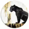 Panter - Zwart - Abstract - Goud Wandcirkel plexiglas klein -3d
