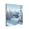 Winterlandschap - Natuur - Berg - Bomen - Sneeuw aluminium wit klein -3d