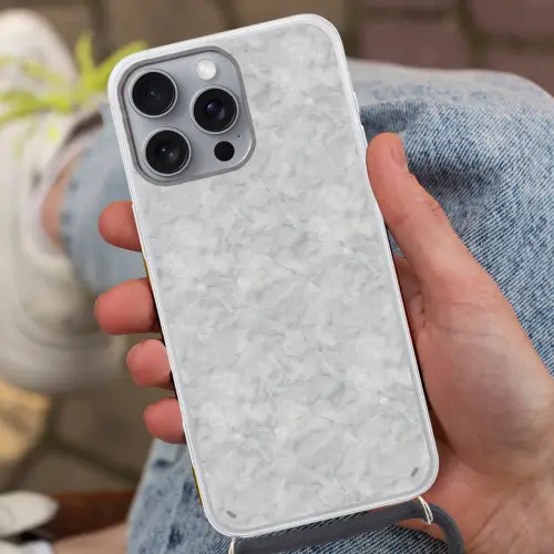 Grijs - Marmer - Mat Hoesje iPhone 16 Pro Max met koord klein 804 -sfeer3