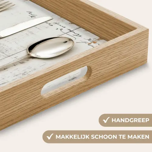 Zilver - Bestek - Hout Dienblad Rechthoek middel -USP_HandgreepNL