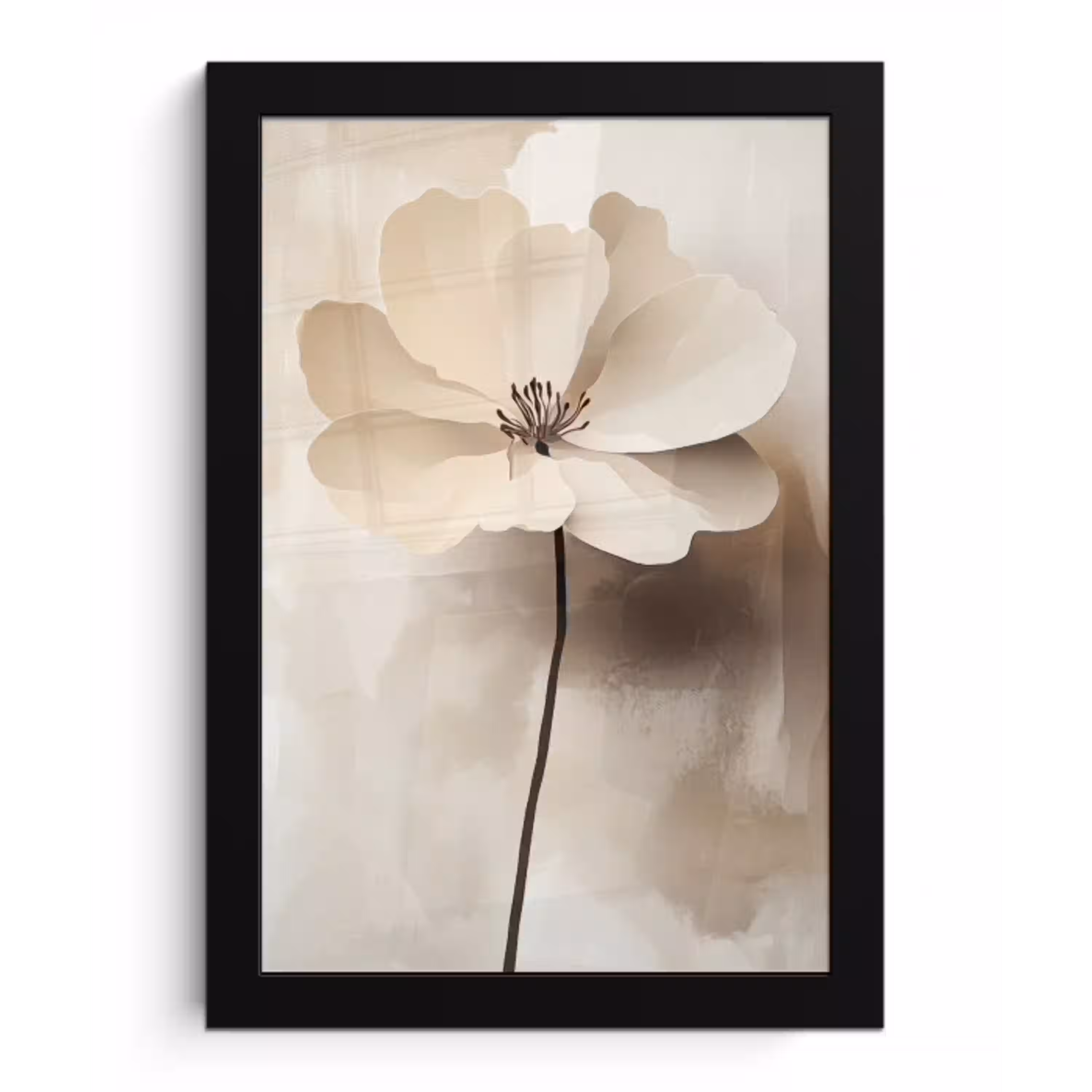 Bloem - Beige - Verf - Schaduw fotolijst zwart zonder passe partout klein -3d