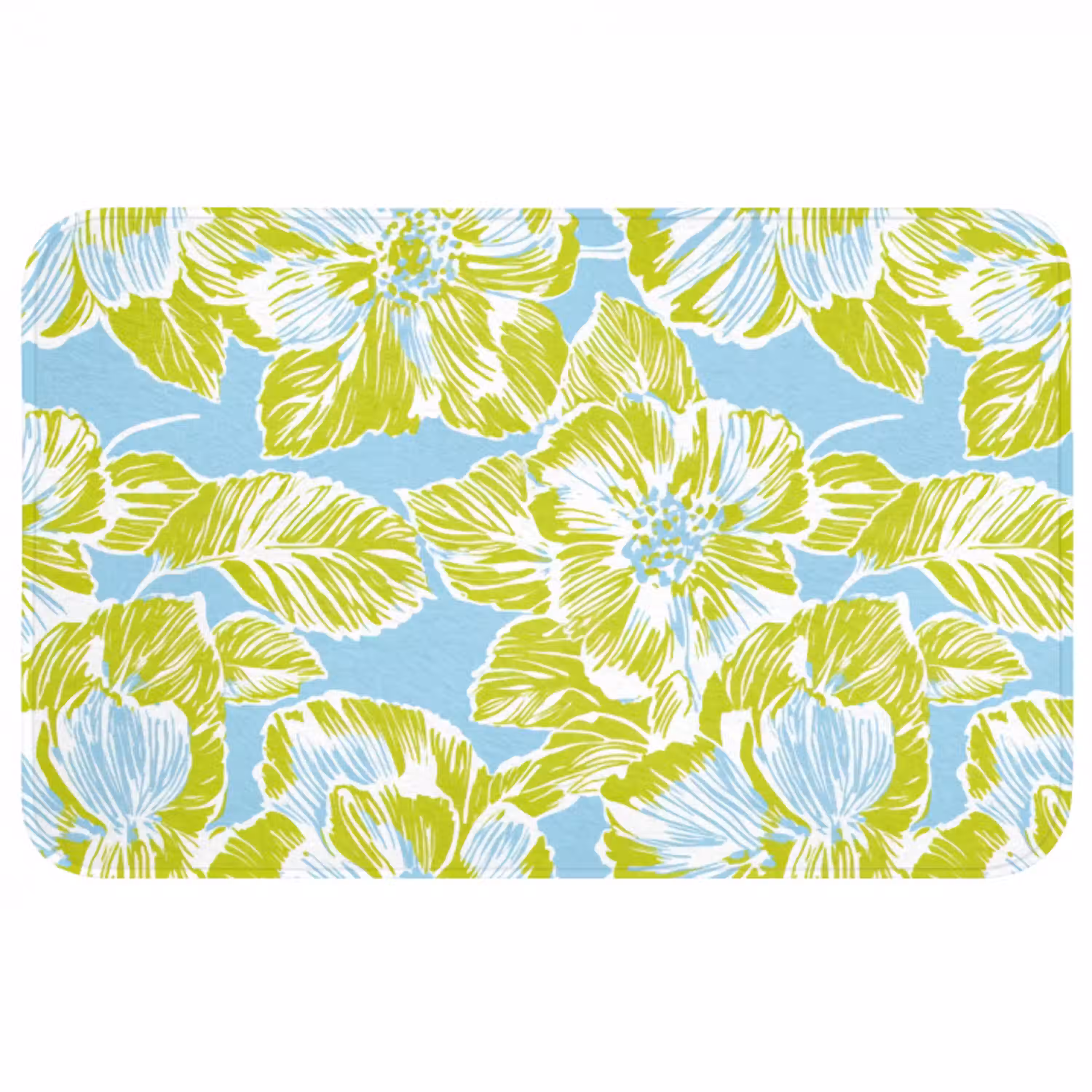 Modern - Bloemen - Groen Badmat middel 997 -3d