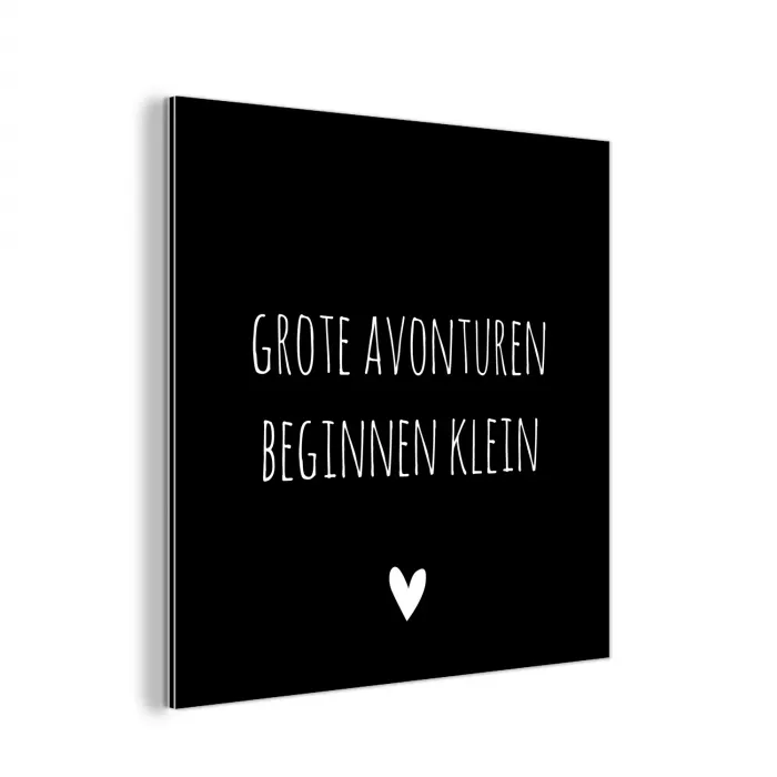 Grote avonturen beginnen klein - Spreuken - Quotes aluminium wit klein -3d