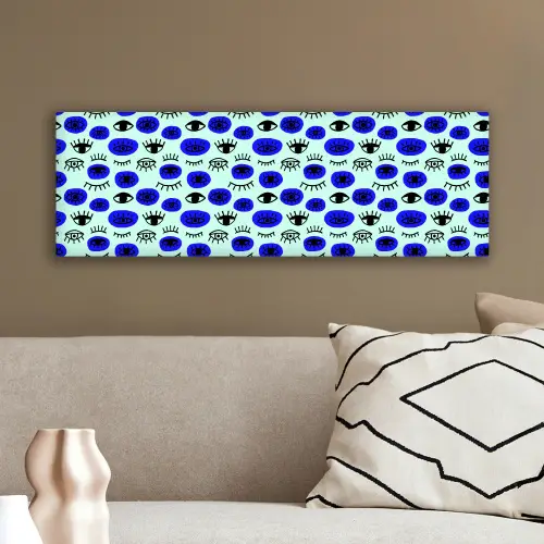 Patroon - Oog - Mint - Blauw canvas 2cm klein 828 -sfeer3
