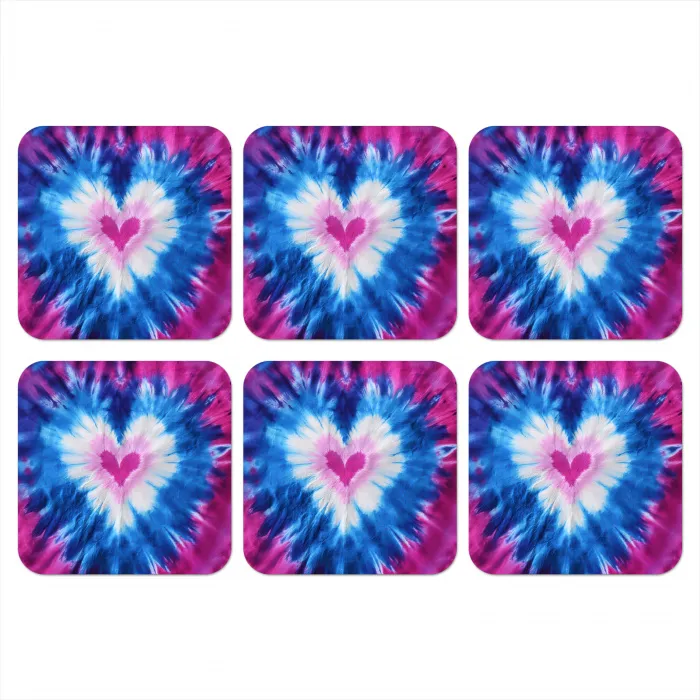 Hartvormig - Tie dye - Paars onderzetter kurk middel -3d