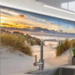 Strand - Duin - Gras - Zonsondergang - Zee keuken achterwand sample klein -zzzz3d_schuin