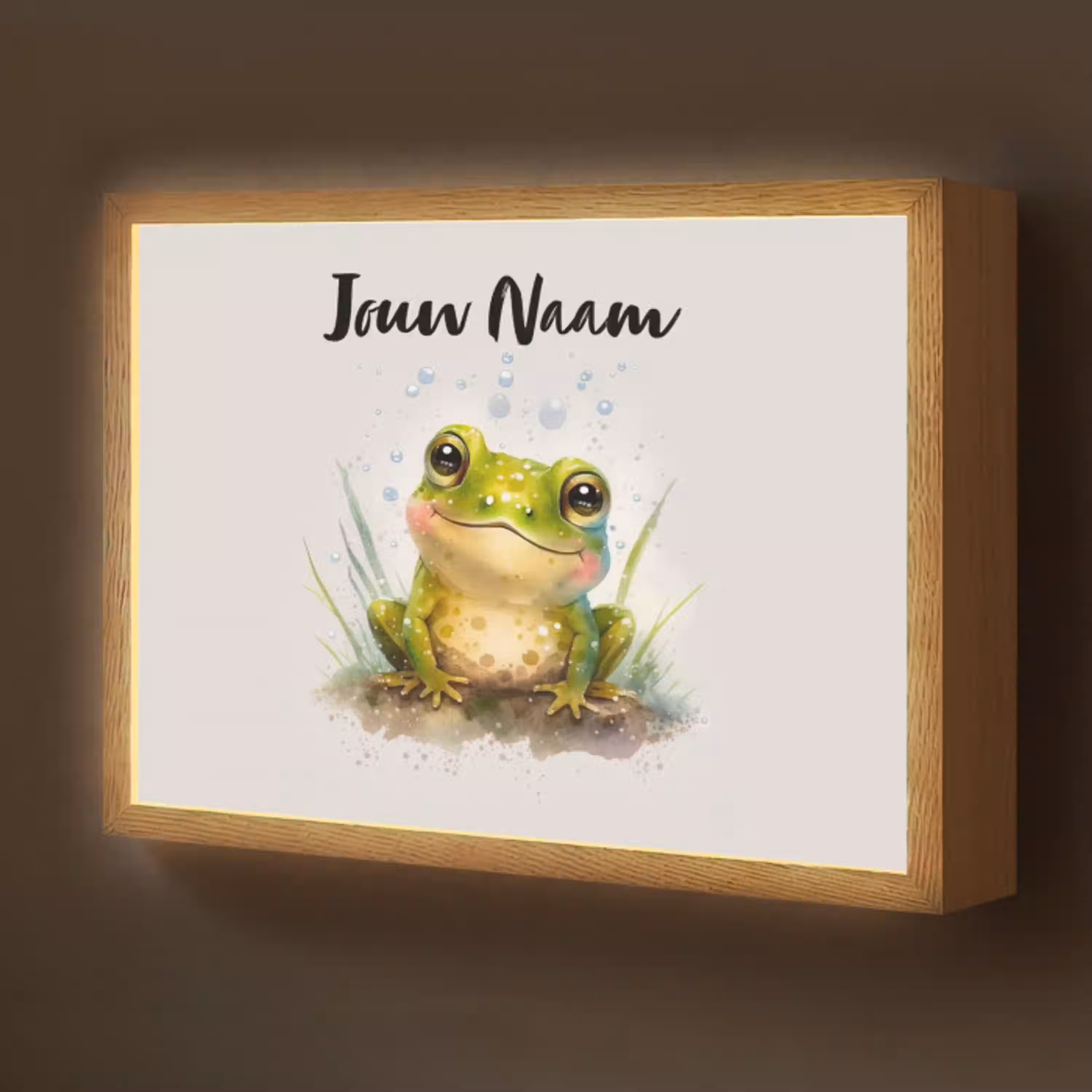 Kikker - Groen - Waterverf - Dieren - Jongen - Meisje Light Box met batterij (Wandlamp kind) middel -z3d_website