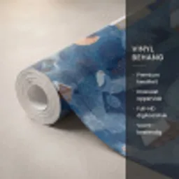 Huisjes - Vogels - Sneeuw - Winter - Blauw Behang Vinyl klein 1060 -USP_closeupNL