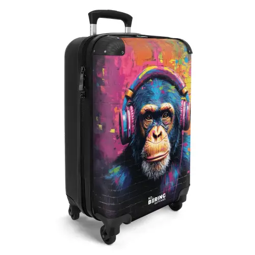 Kleurrijke aap met koptelefoon in graffiti stijl NBS - Handbagage koffer - Kinderen Unisex middel -productfoto_3d