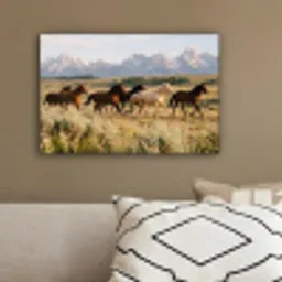 Paarden - Kudde - Bergen - Vrijheid - Wild canvas 2cm klein -sfeer3