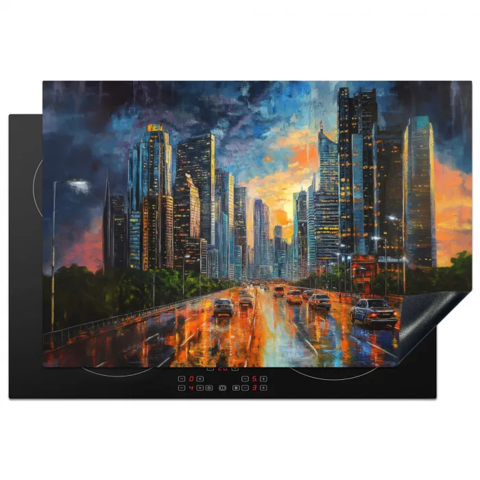 Auto - Skyline - Zon - Blauw Inductie beschermer vinyl 3mm klein -3d