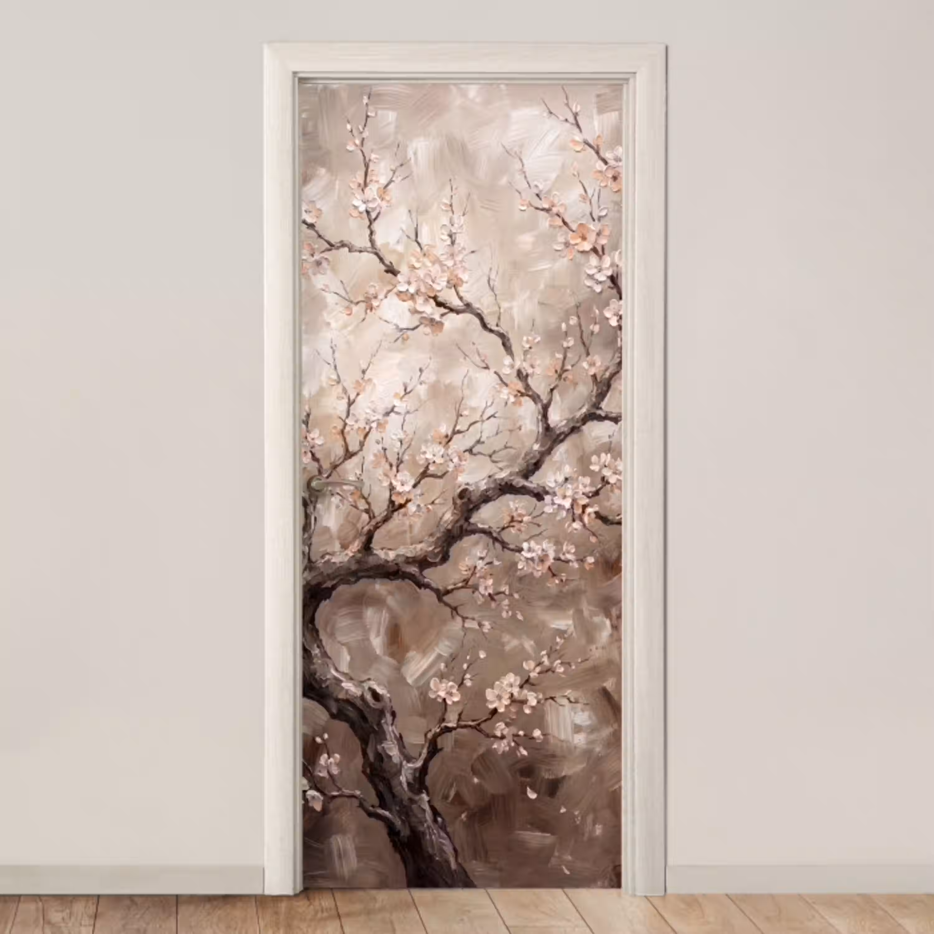 Bloesem - Takken - Schilderij - Beige - Serene deurposter klein -3d_beige