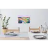 Landschap - Paars - Pastel - Huizen Muursticker klein -eettafel