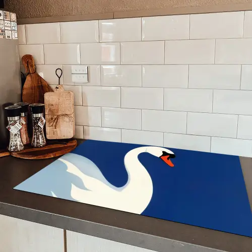 Zwaan - Wit - Snavel - Illustratie Inductie beschermer vinyl 3mm klein -sfeer3