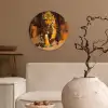 Tijger - Geschilderd - Oranje - Penseelstreken Wandcirkel kunststof plaat 5mm dik klein -sfeer1