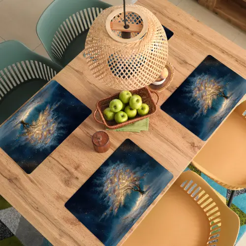 Levensboom - Nacht - Donker - Blauw Placemat vinyl groot -zzsfeer5_Kitchenyeah-website