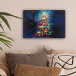 Kerstboom - Kerst - Abstract - Kleurrijk canvas 2cm klein -sfeer1
