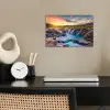Waterval - Planten - Mos - Landschap - Zonsondergang - Rots poster papier klein -sfeer1
