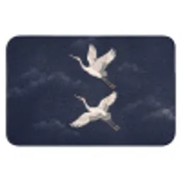Kraanvogels - Nachthemel - Blauw Badmat klein -3d