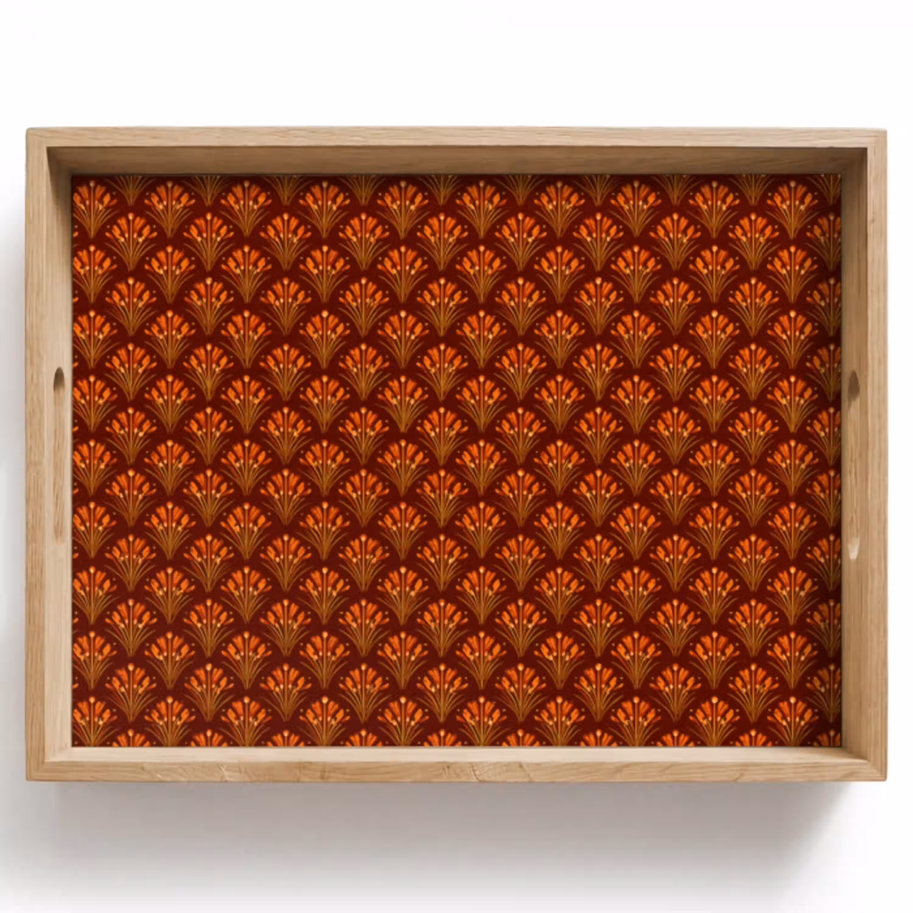 Waaiers - Art Deco - Botanisch - Roestbruin - Oranje Dienblad Rechthoek middel 911 -z3d_shopping