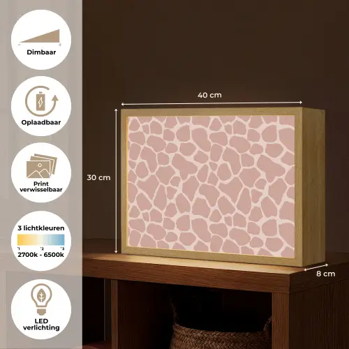 Giraffe - Lichtroze - Warm - Roze Light Box met batterij (Wandlamp) middel 907 -USP_websiteoverzichtNL