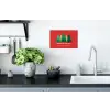 Minimalistisch - Kerstbomen - Rood - Sneeuw Muursticker klein -keuken