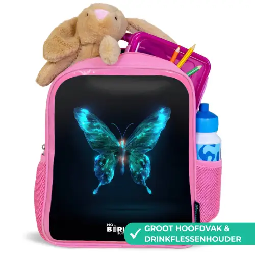 Magische digitale vlinder Kinderrugzak - Roze middel -inhoud_NL