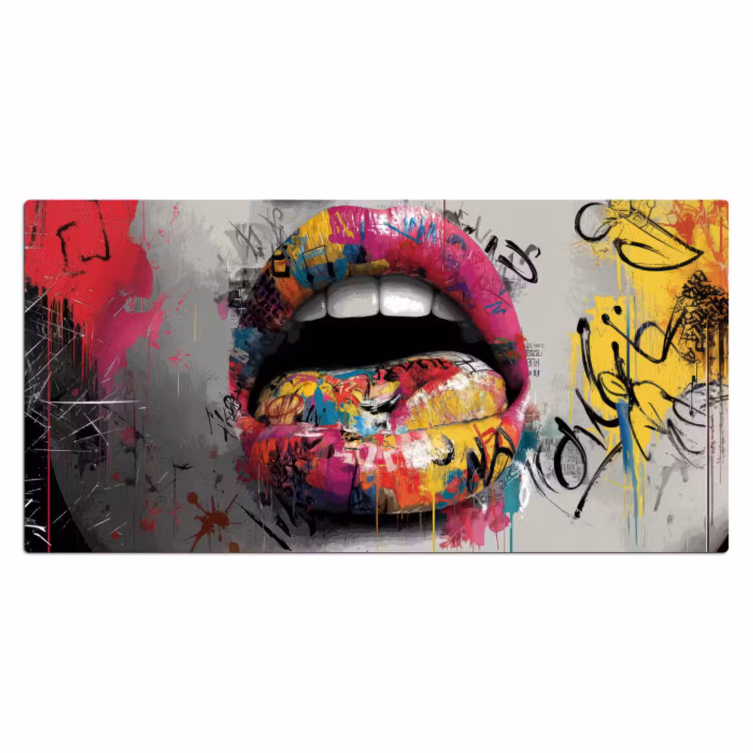 Schreibtischunterlage - Lippen - Graffiti - Ausdrucksstark