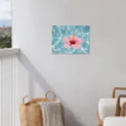 Hibiscus - Water - Roze tuinposter los doek klein -sfeer8