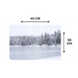 Meer - Dennen - IJs - Winter - Rustgevend Placemat vinyl groot -specs
