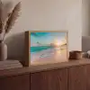 Zonsondergang - Strand - Zee - Zomer - Blauw Light Box met batterij (Wandlamp) middel -sfeer2