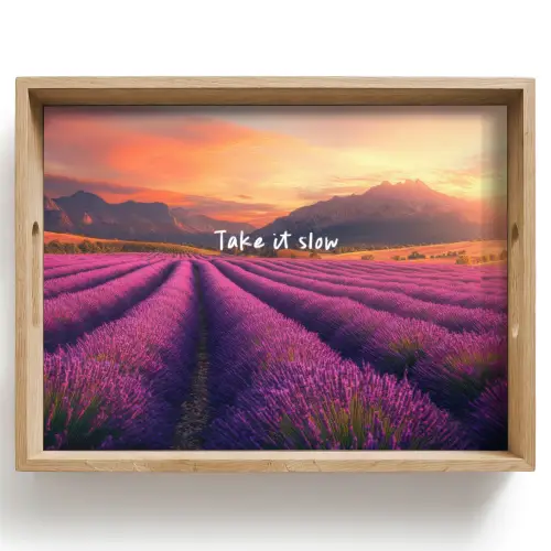 Lavendelveld - Quote - Zonsondergang Dienblad Rechthoek middel -z3d_shopping