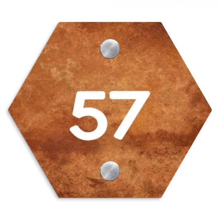 Roest - Traditioneel Naambord Hexagon klein -3d