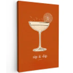 Cocktail - Oranje - Zomer - Quote Tuinposter op houten frame 2 cm dik klein -3d