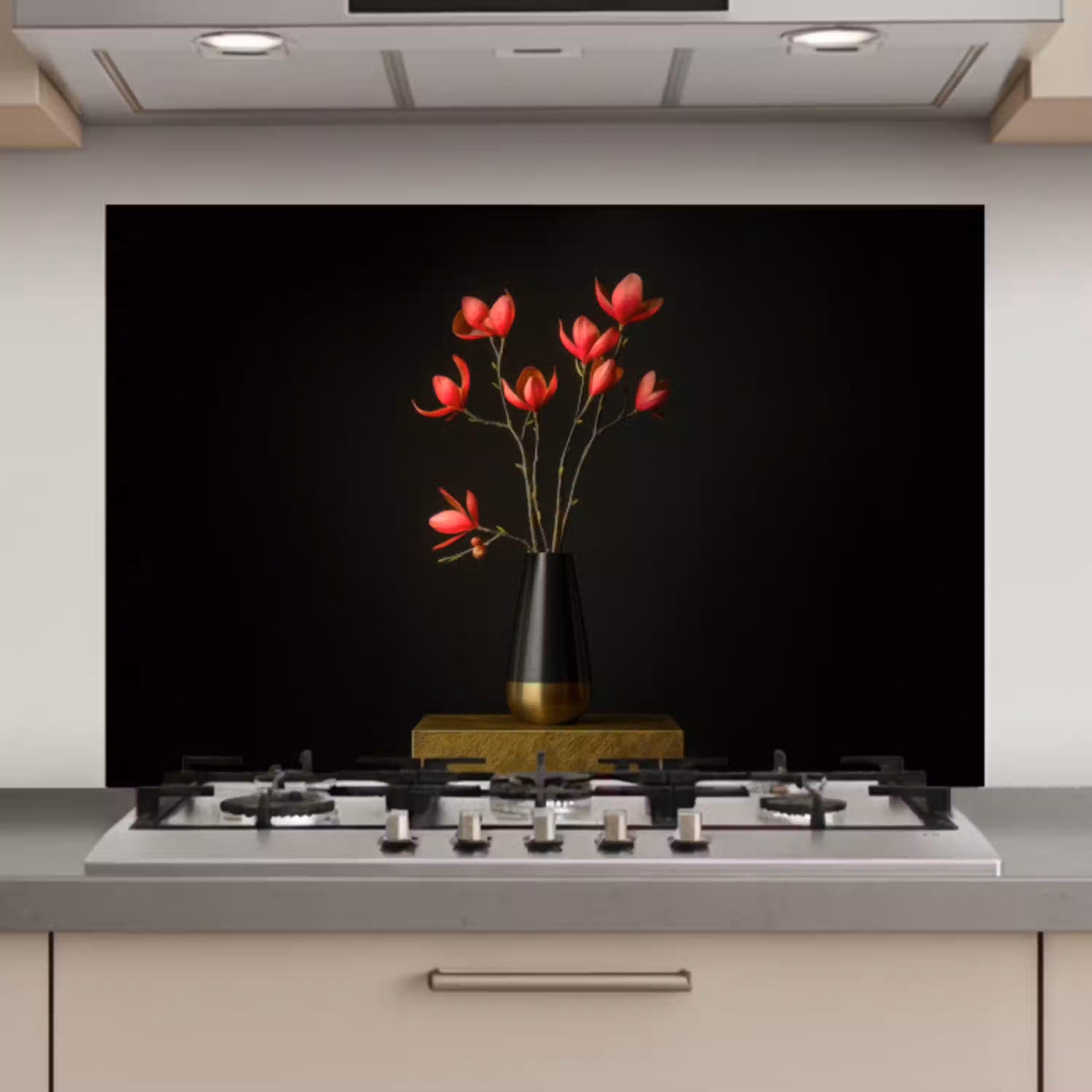 Rode - Bloemen - Vaas keuken achterwand spatscherm klein -3d_website