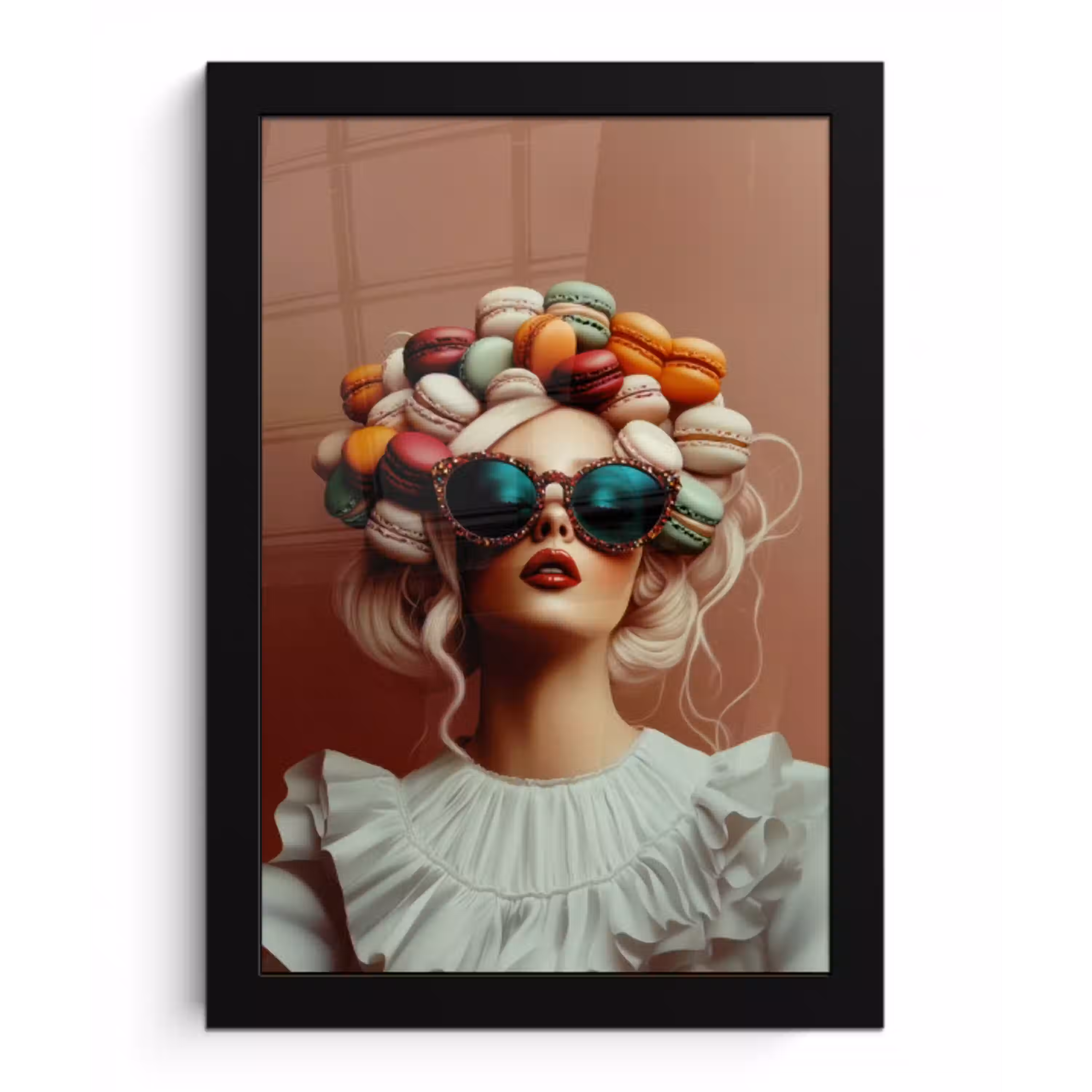 Vrouw - Macarons - Bril fotolijst zwart zonder passe partout klein -3d