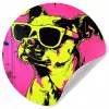 Hond - Zonnebril - Roze - Art Wandcirkel behangsticker klein -3d